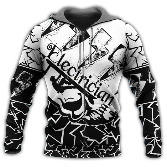Black White Electrician Hoodie For Casual Outfits Outdoor Trips And Comfortable Layering