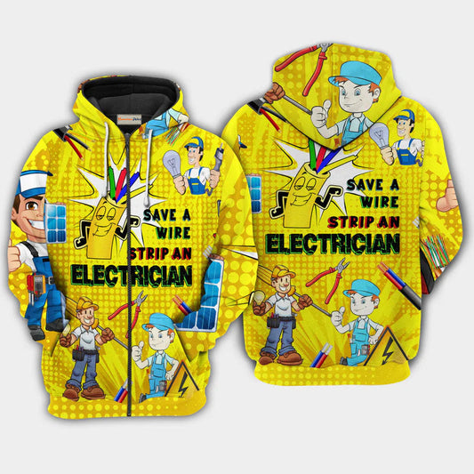 Funny Electrician Save Wire Hoodie For Weekend Trips Relaxed Outfits And Thoughtful Gifting