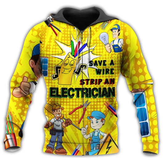 Funny Electrician Wire Strip Hoodie For Comfortable Daily Outfits Holidays And Casual Wear