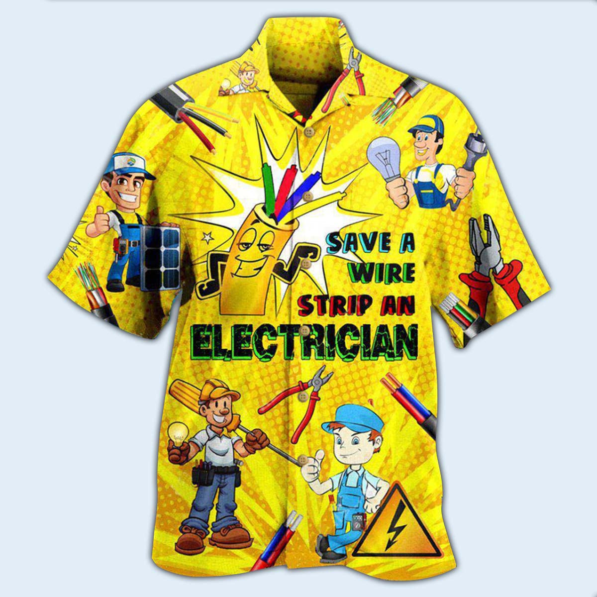 Electrician Wire Stip Hawaiian Shirt Design Detail For Sunny Adventures And Casual Wear