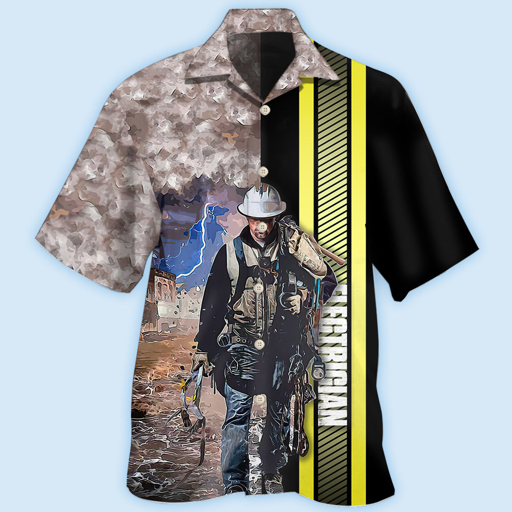 Electrician Hawaiian Shirt Artwork Detail For Tropical Trips And Casual Outings