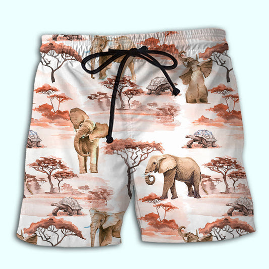 Cute African Elephant Beach Shorts Graphic Detail For Resort Trips And Casual Outings