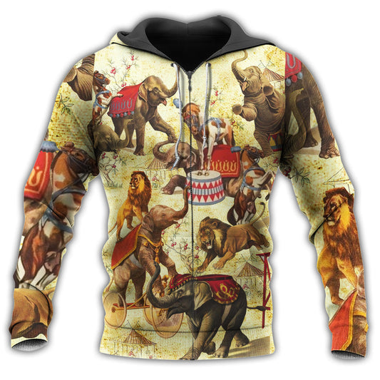 Vintage Elephant Circus Fun Hoodie For Nature Lovers Casual Travel And Comfortable Layering