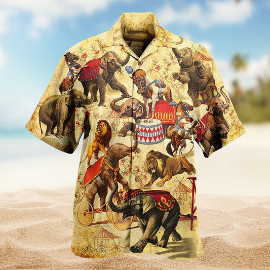 Elephant Circus Show Hawaiian Shirt For Resort Trips, Coastal Parties, And Warm Weather Style