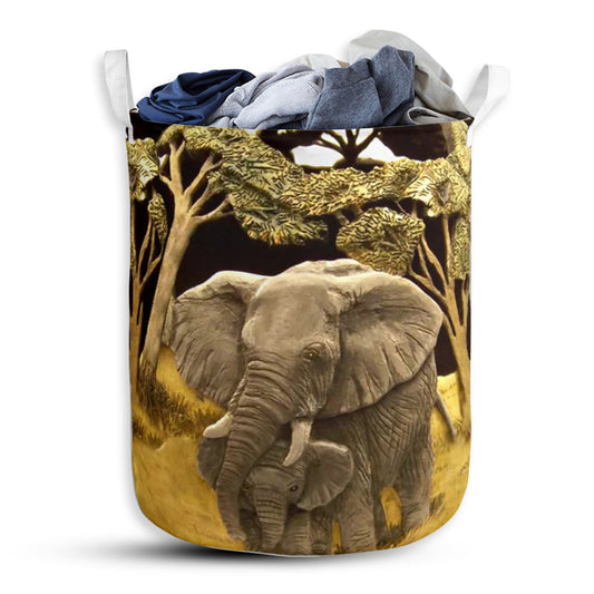 Small Size Elephant Art Gourds Laundry Basket For Bathroom Bedroom Storage