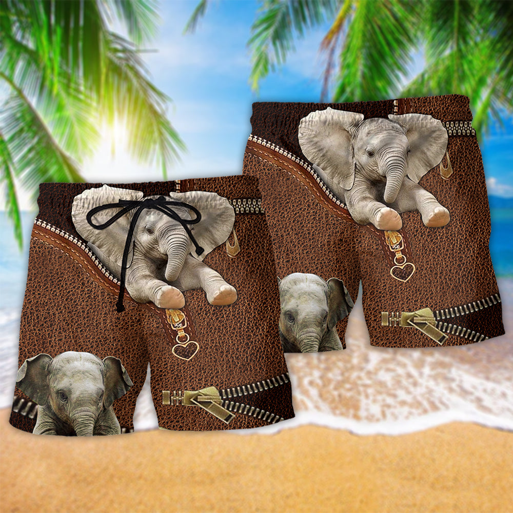 Elephant Leather Texture Bold Beach Shorts Artwork Detail For Comfortable Everyday Summer Wear