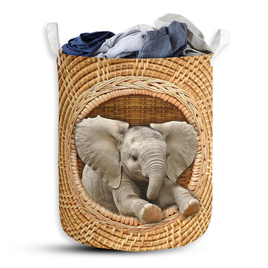 Small Size Elephant Bamboo Wave Laundry Basket For Bathroom Bedroom Storage
