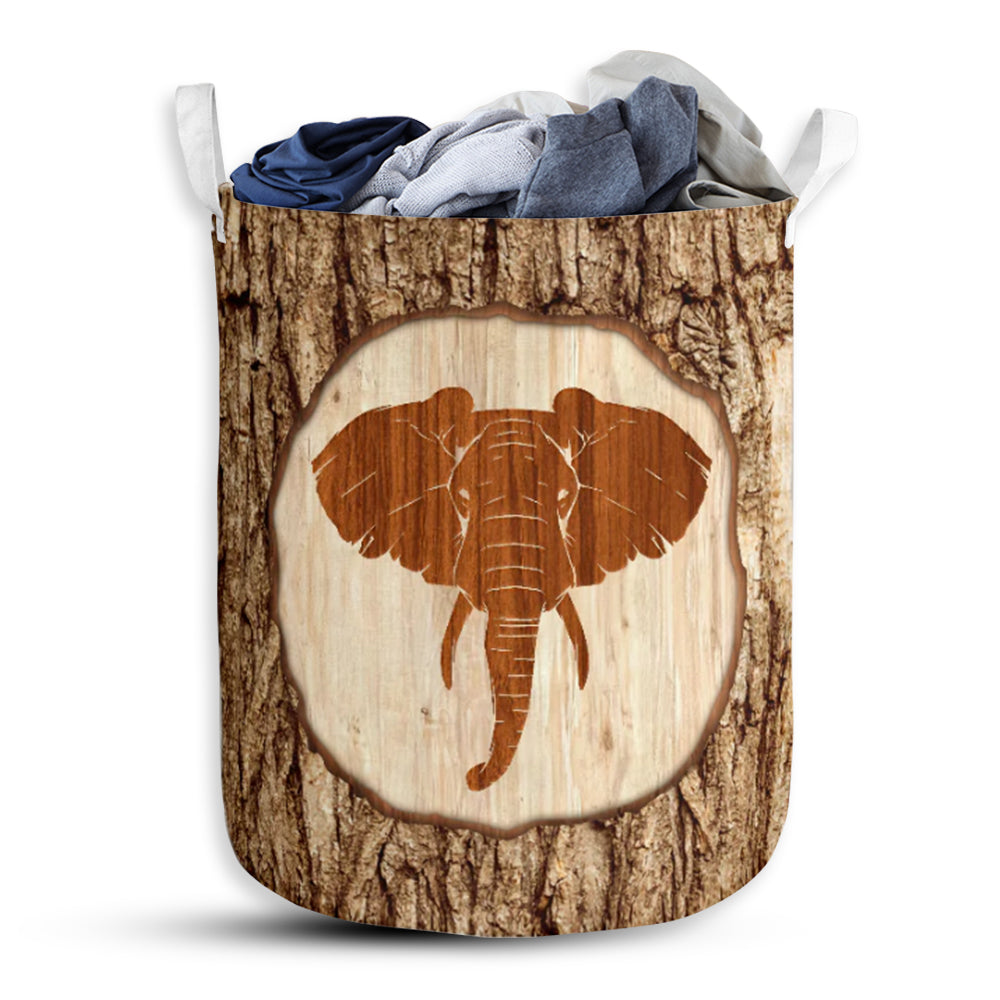 Small Size Elephant Bark Wood Laundry Basket For Bathroom Bedroom Storage