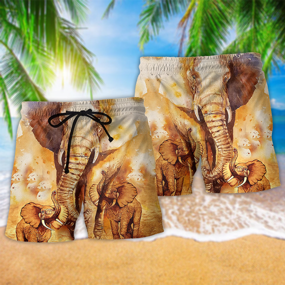 Majestic Elephant Beach Shorts Pattern Detail For Outdoor Activities And Laid Back Daily Wear