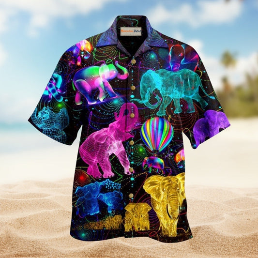 Bold Elephant Hawaiian Shirt For Coastal Adventures Outdoor Gatherings And Casual Warm Weather Wear