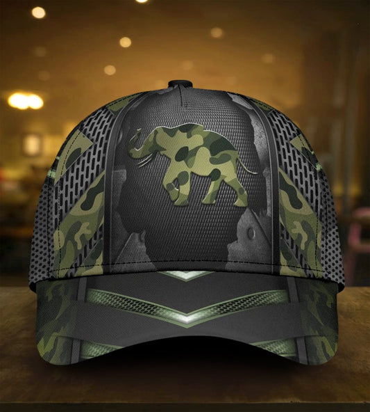 Elephant Camo Pattern Wildlife Classic Cap For Casual Events Beach Trips And Thoughtful Gifting