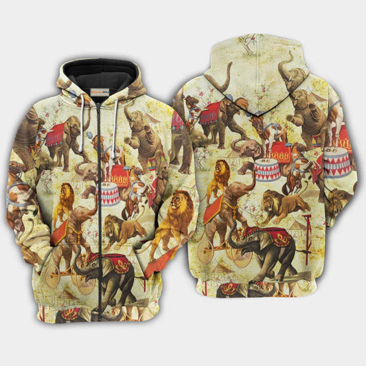Elephant Circus Show Hoodie For Wildlife Themes Travel Days And Comfortable Casual Style