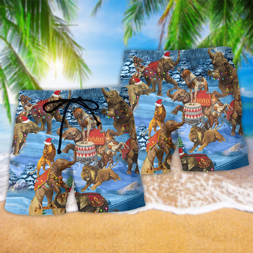 Christmas Elephant Beach Shorts Pattern Detail For Tropical Escapes And Thoughtful Gift Giving