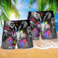 Elephant Colorful Black Contrast Beach Shorts Pattern View For Coastal Holidays And Casual Activities