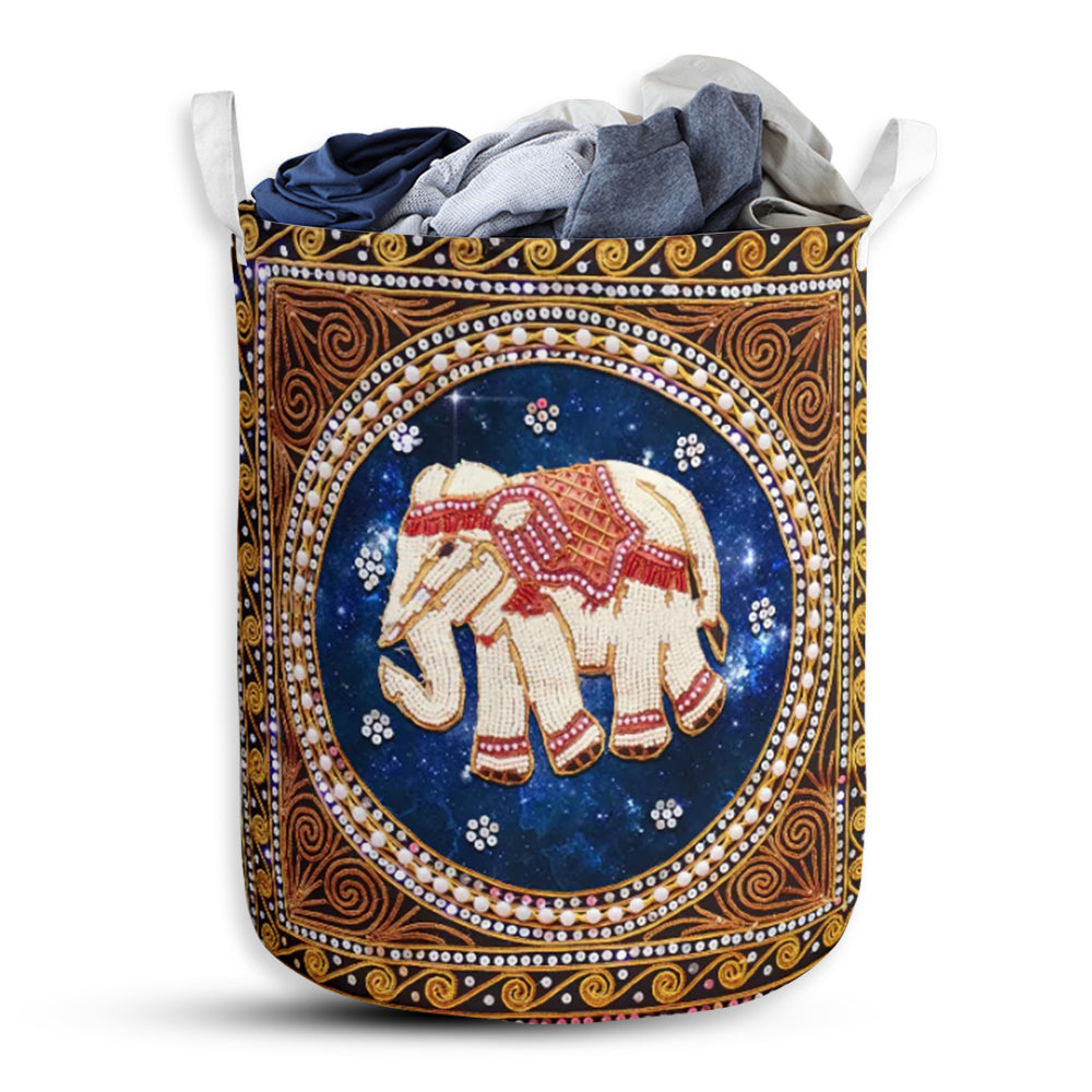 Elephant Floral Diamond Laundry Basket For Bathroom Bedroom Storage