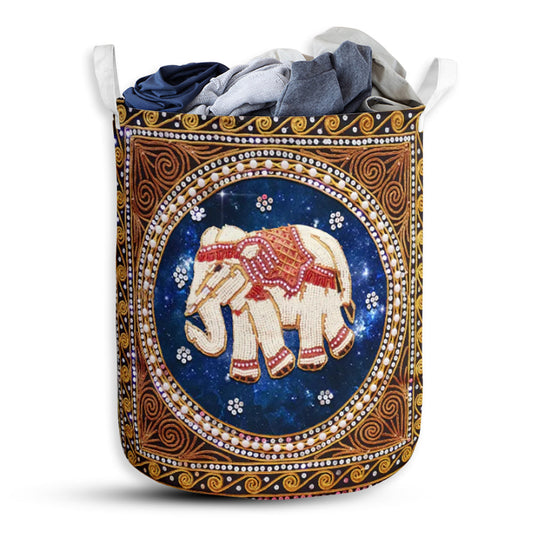 Elephant Floral Diamond Laundry Basket For Bathroom Bedroom Storage