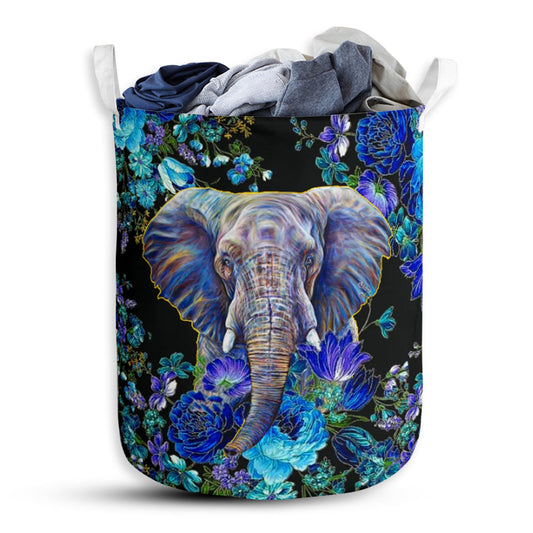 Elephant Flower Purple Laundry Basket For Bathroom Bedroom Storage