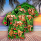 Green Elephant And Watermelon Hawaiian Shirt With Detailed Graphic For Island Trips Summer Gatherings And Comfortable Daily