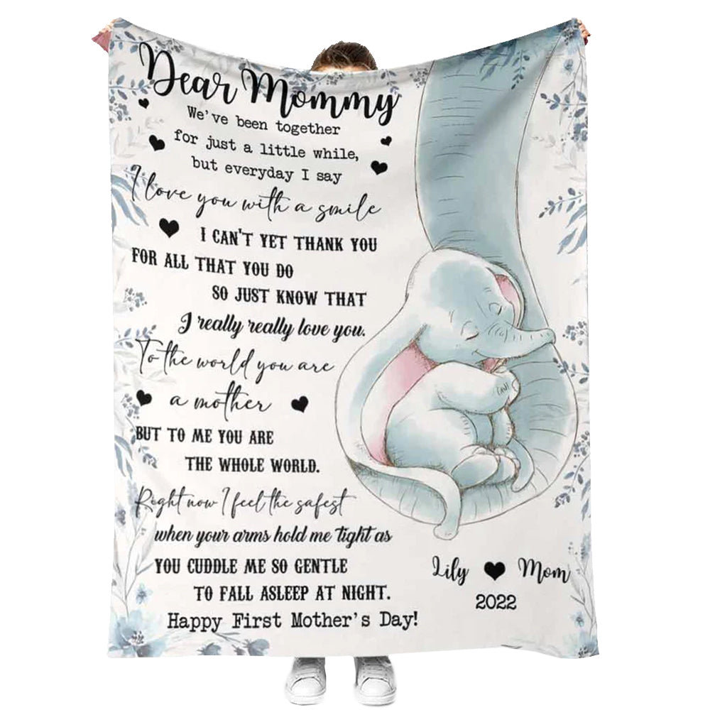 Elephant I Really Love You Mothers Day Mother Personalized Flannel Blanket For Cozy Bedroom Sofa Decor