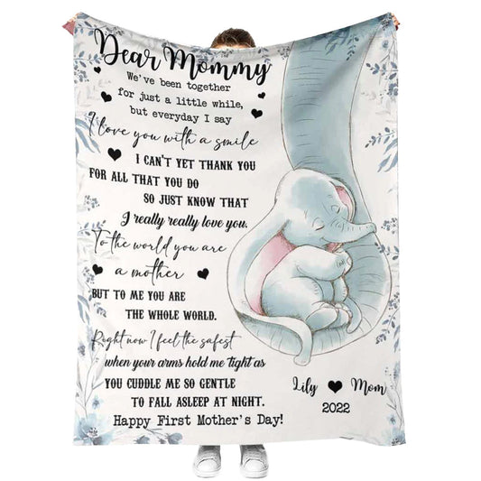 Elephant I Really Love You Mothers Day Mother Personalized Flannel Blanket For Cozy Bedroom Sofa Decor