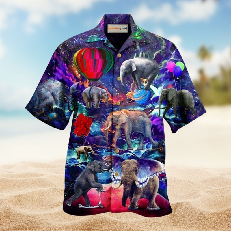 Elephant In The Sky Hawaiian Shirt For Summer Gatherings Nature Fans And Comfortable Vacation Style