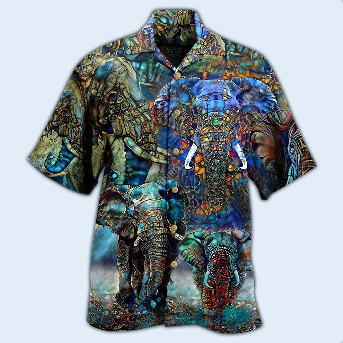 Elephant And Forest Hawaiian Shirt With All Over Print For Tropical Travel Beach Gatherings And Comfortable Wear