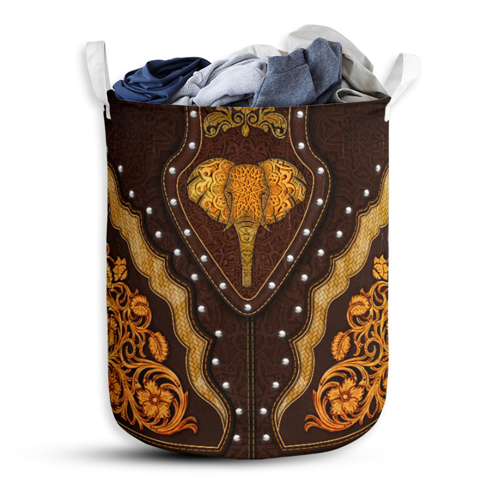 Small Size Elephant Pattern Wood Laundry Basket For Bathroom Bedroom Storage