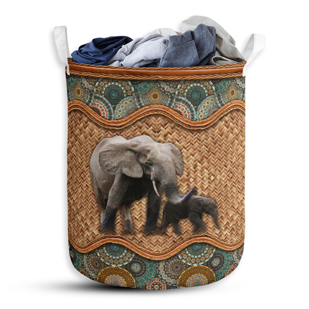 Small Size Elephant Rattan Mandala Laundry Basket For Bathroom Bedroom Storage