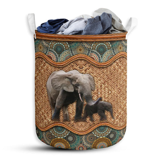 Small Size Elephant Rattan Mandala Laundry Basket For Bathroom Bedroom Storage