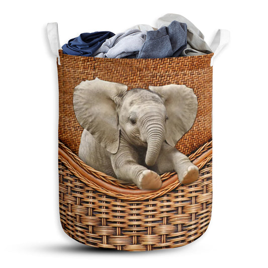 Small Size Elephant Rattan Texture Laundry Basket For Bathroom Bedroom Storage
