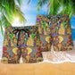 Colorful Elephant Beach Shorts Pattern Detail For Coastal Leisure And Distinctive Seasonal Style