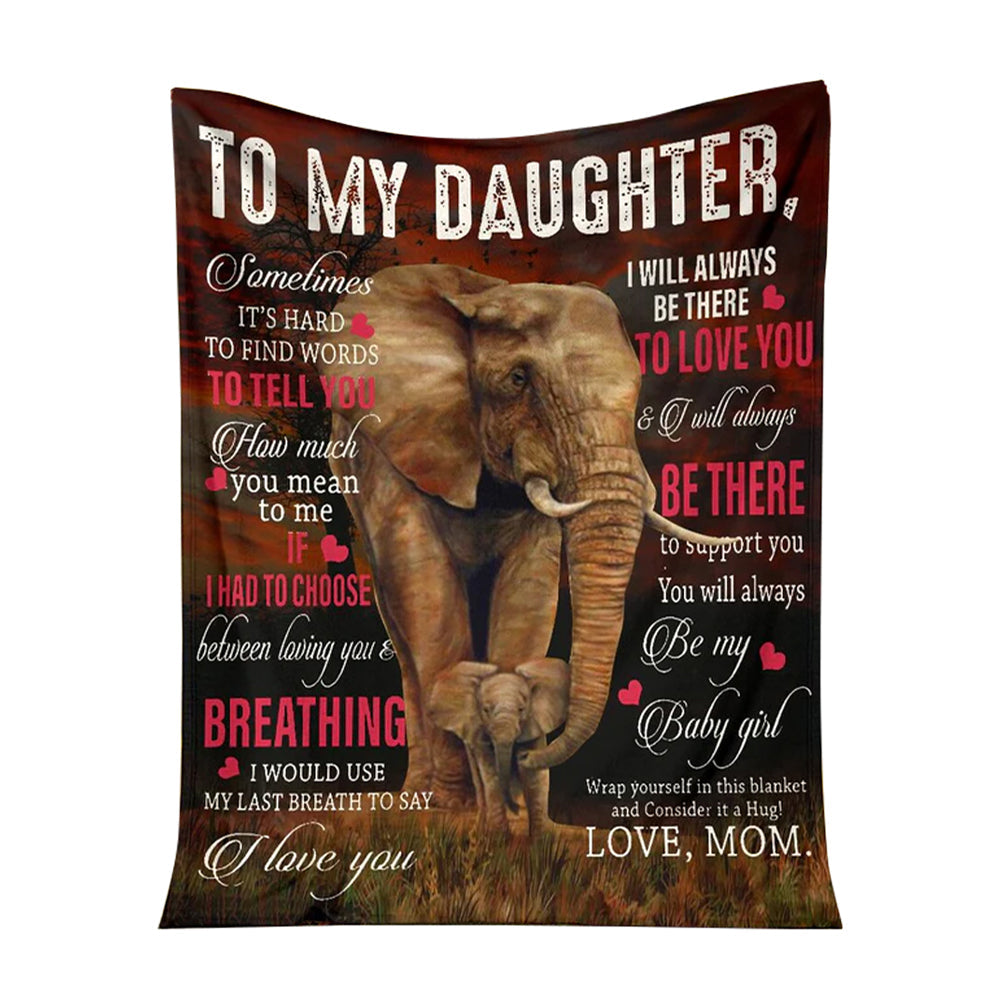 Elephant To My Daughter Breathing I Love You Flannel Blanket For Cozy Bedroom Sofa Decor