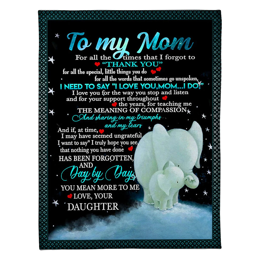 Elephant To My Mom You Are The World To Me Flannel Blanket For Cozy Bedroom Sofa Decor