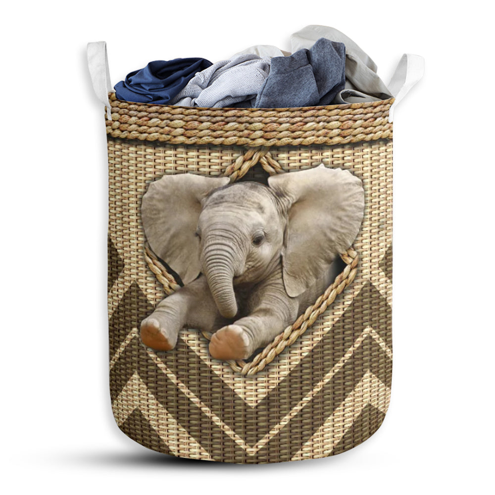 Elephant Wicker Texture Hole Laundry Basket For Bathroom Bedroom Storage
