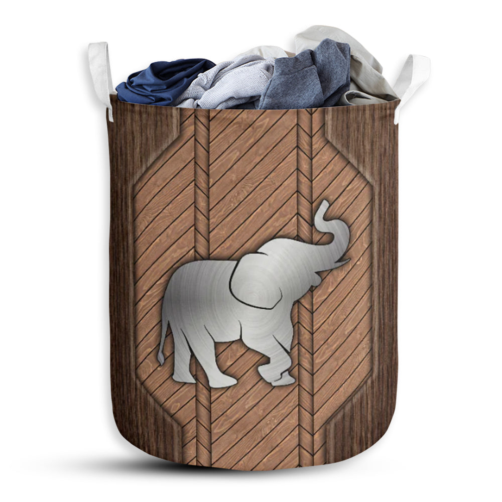 Elephant Wood Laundry Basket For Bathroom Bedroom Storage