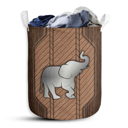 Elephant Wood Laundry Basket For Bathroom Bedroom Storage