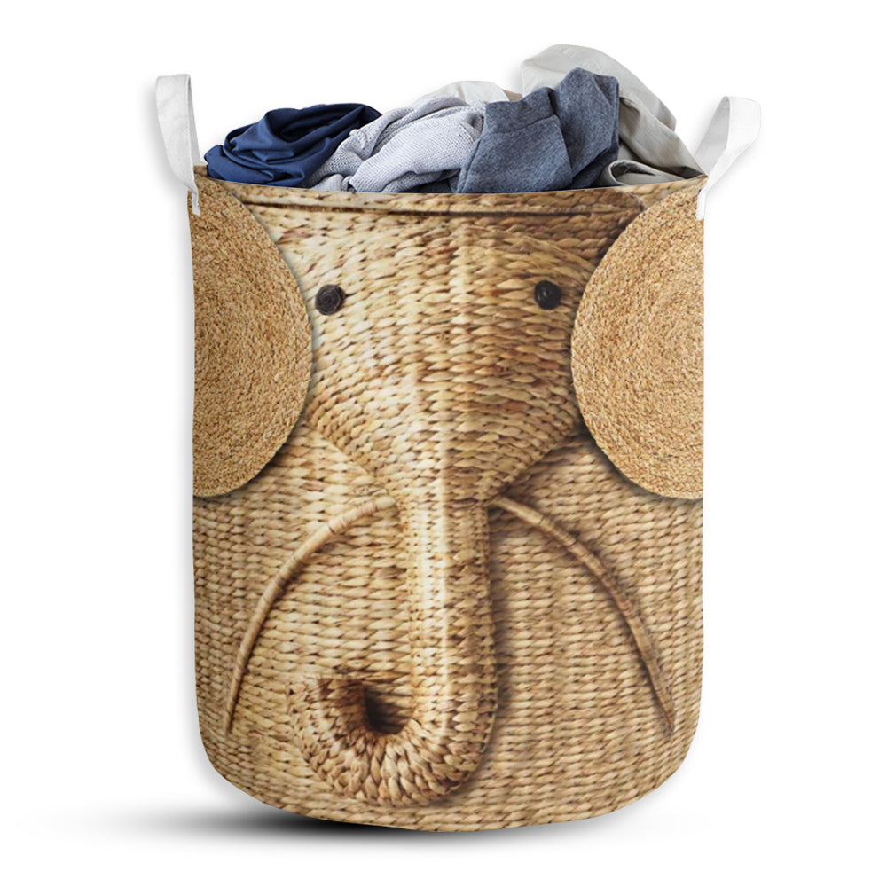 Elephant Woven Laundry Basket For Bathroom Bedroom Storage