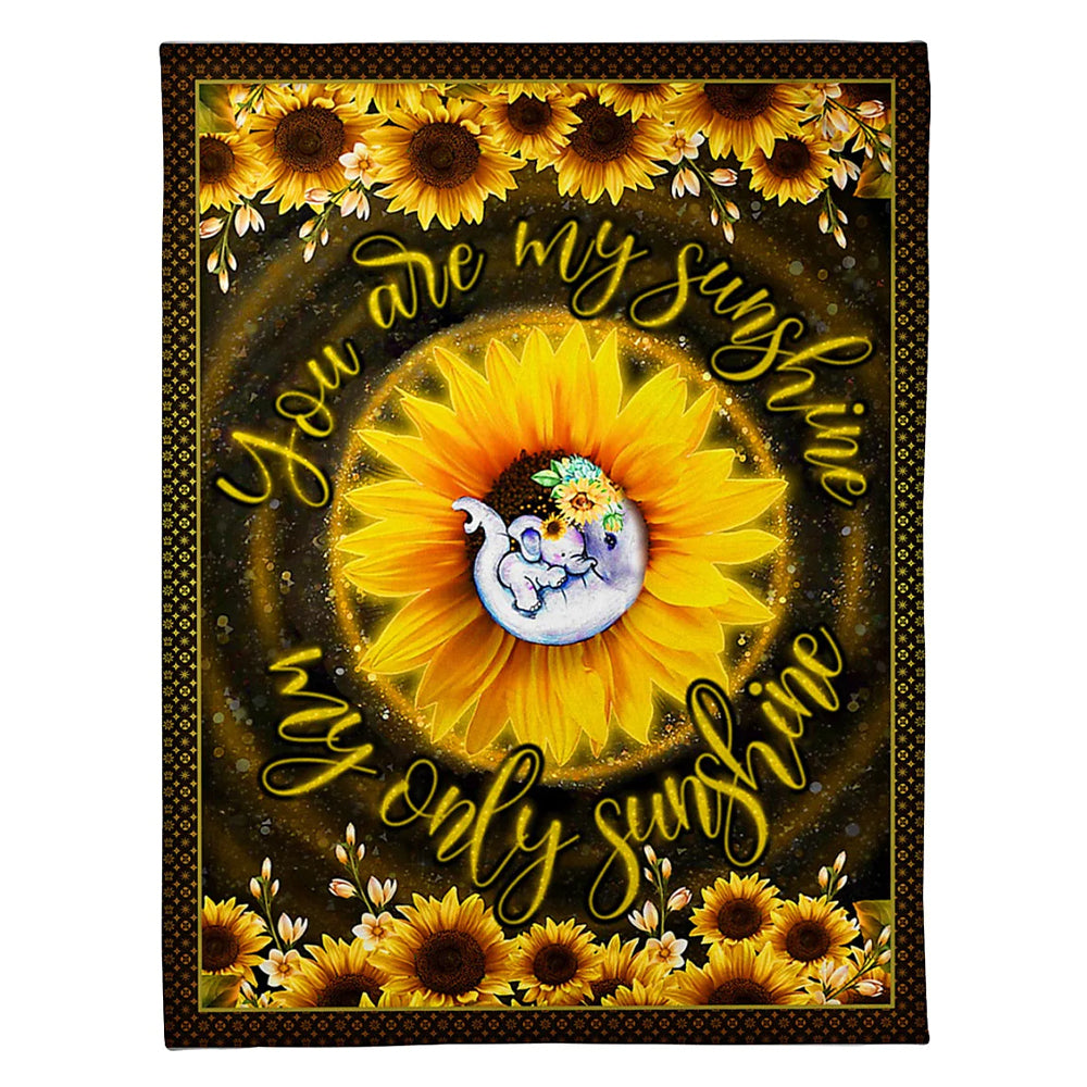 Elephant You Are My Sunshine Flannel Blanket For Cozy Bedroom Sofa Decor