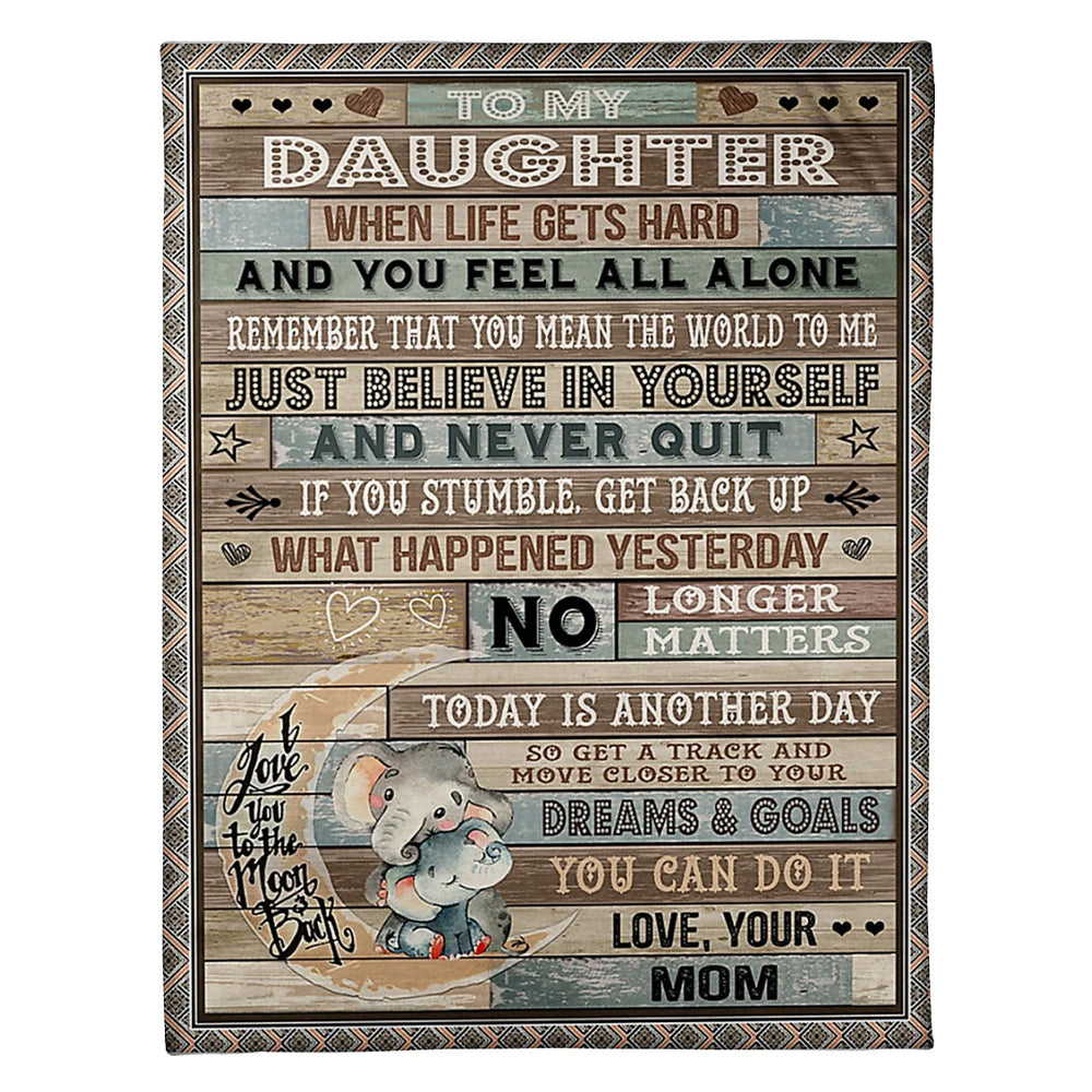 Elephant You Can Do It Daughter Gift Flannel Blanket For Cozy Bedroom Sofa Decor