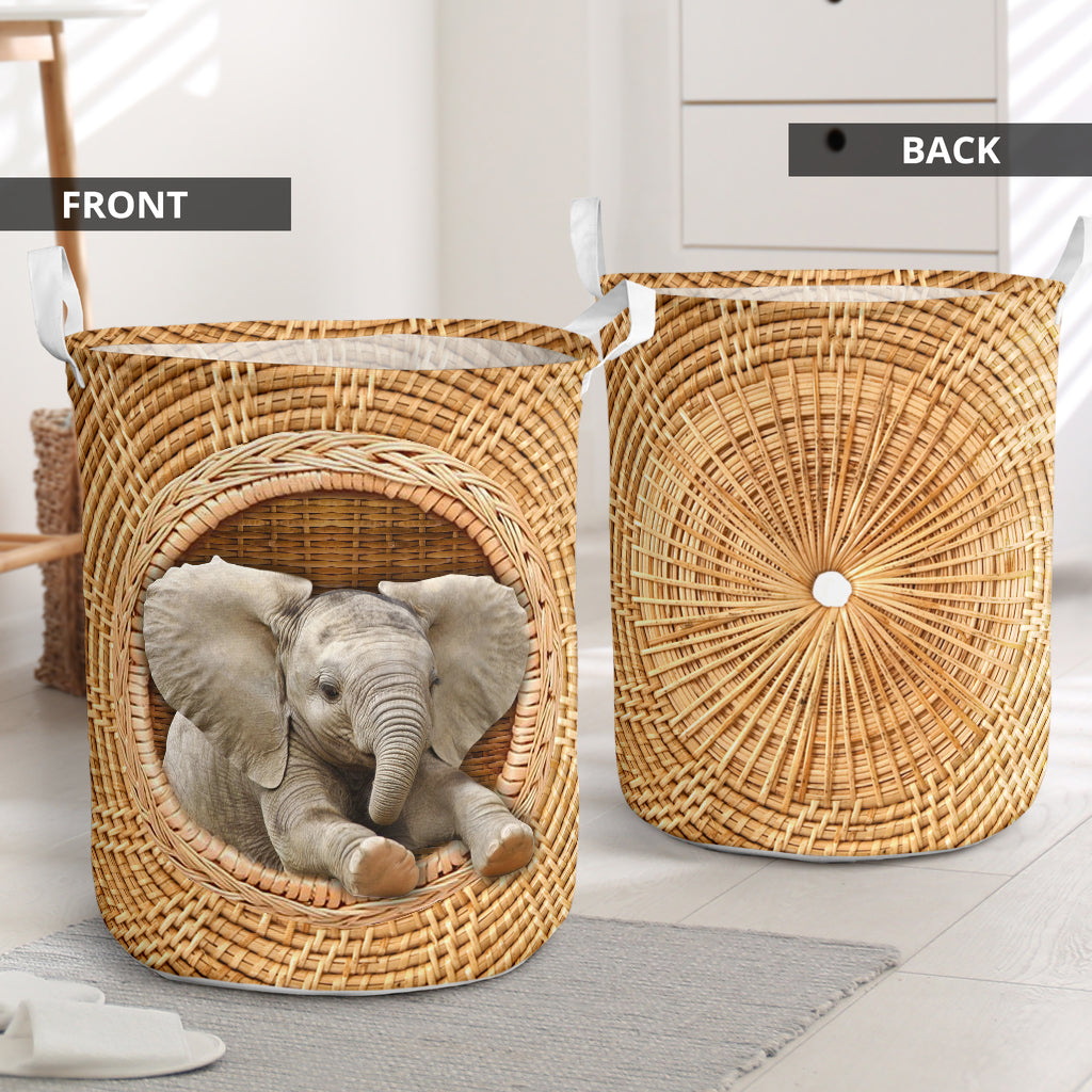 Elephant Bamboo Wave Laundry Basket For Room Home Organizer