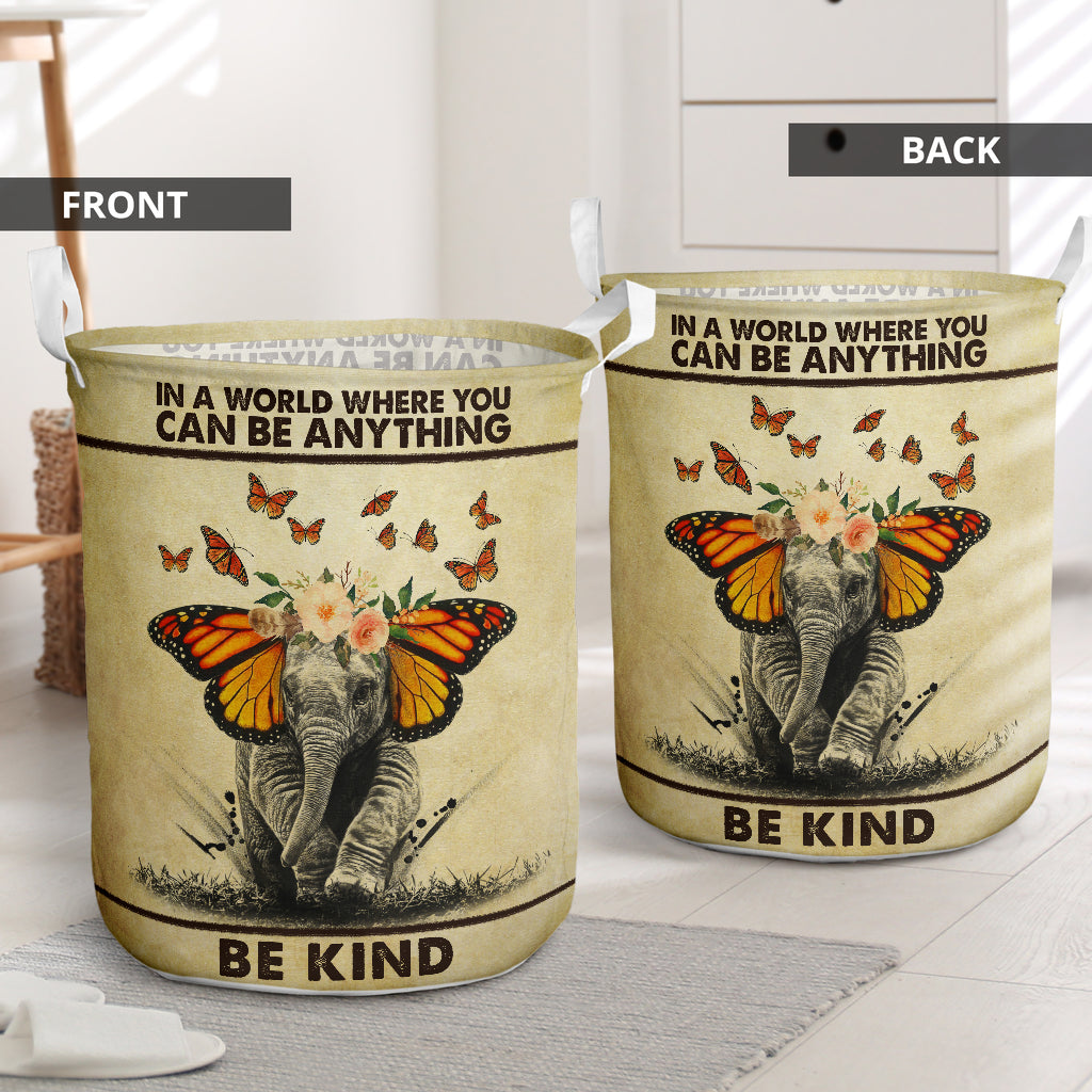 Elephant Be Kind Laundry Basket For Room Home Organizer
