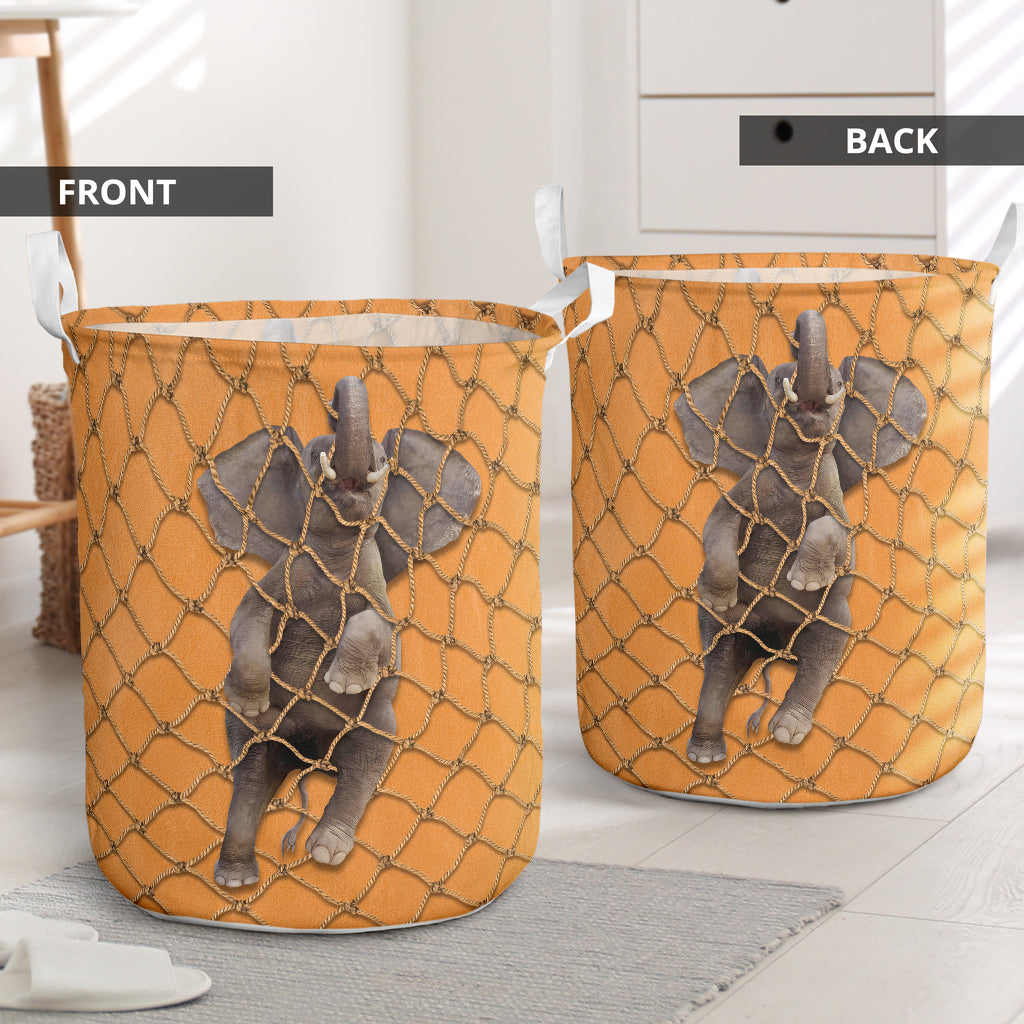 Elephant Climb On Rope Net Laundry Basket For Room Home Organizer