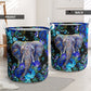 Elephant Flower Purple Laundry Basket For Room Home Organizer