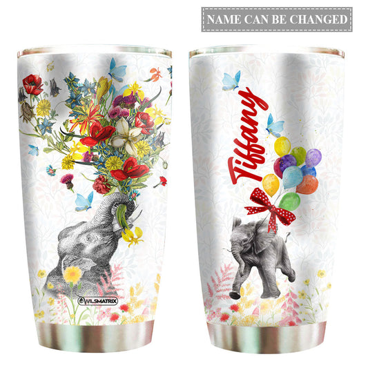 Elephant Happy Personalized 20 Oz Tumbler For Coffee Travel And Daily Drinks