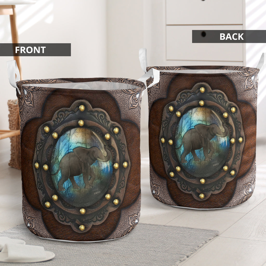 Elephant Leather Laundry Basket For Room Home Organizer