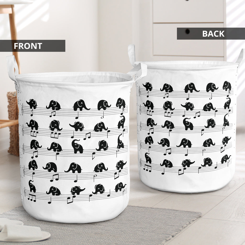 Elephant Music Laundry Basket For Room Home Organizer