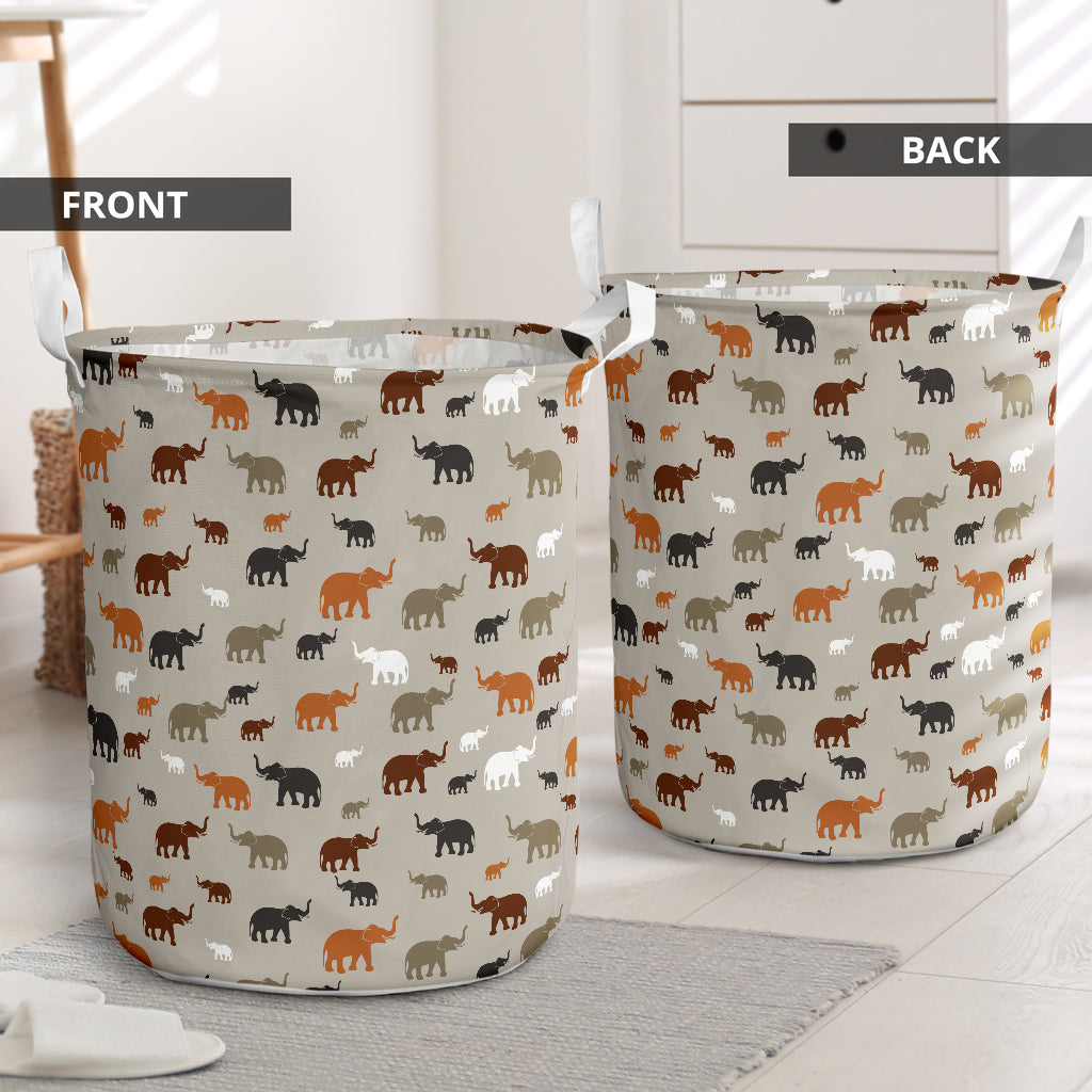 Elephant Pattern Laundry Basket For Room Home Organizer