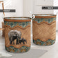 Elephant Rattan Mandala Laundry Basket For Room Home Organizer