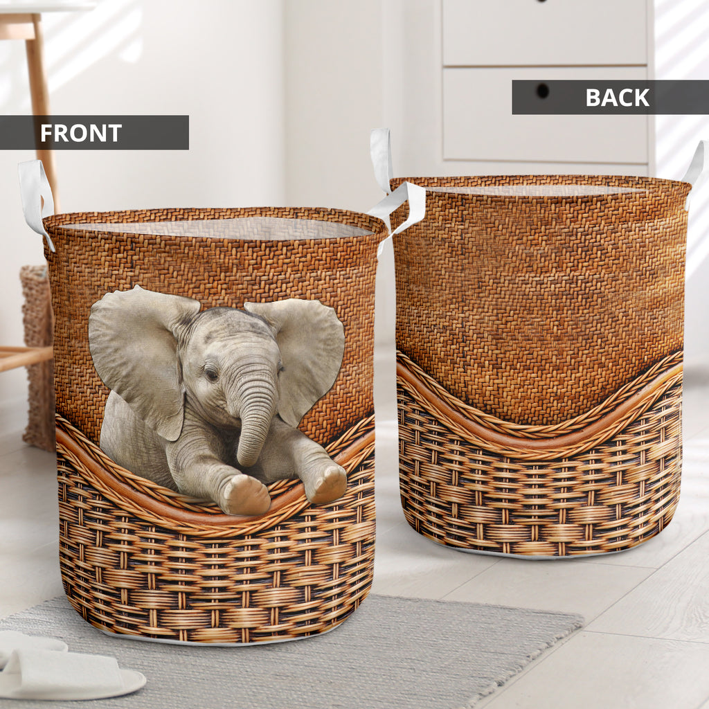 Elephant Rattan Texture Laundry Basket For Room Home Organizer