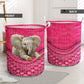 Elephant Rattan Texture Pink Laundry Basket For Room Home Organizer